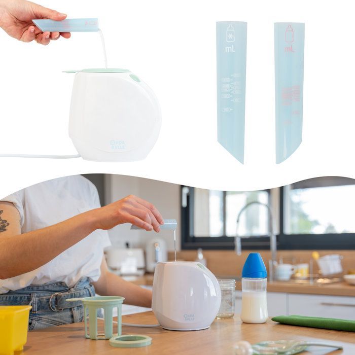 Badabulle - Scaldabiberon portatile Easy(+) - Per uso domestico e in auto, adattatore incluso - Universale - Misurino e cestello inclusi