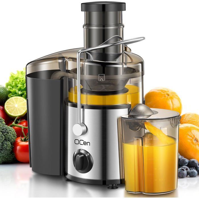 Extracteur de Jus Centrifugeuse 500W avec Large Goulotte de 3 Pouces, Facile à Nettoyer, Acier Inoxydable, Sans BPA