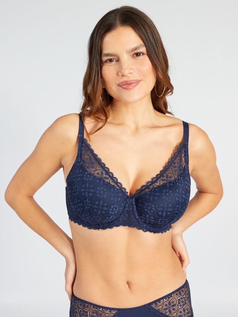 Reggiseno imbottito coppe D ed E - blu nero