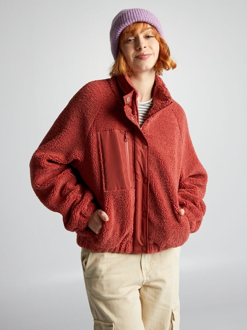 Sherpa-jas met lange mouwen - ROOD