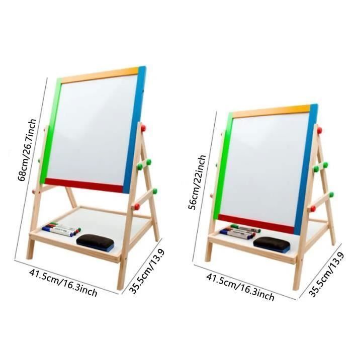 Tableau Dessin Double Face Magnétique Réglable Chevalet Enfant Avec Stylo 35.5x30.5cm