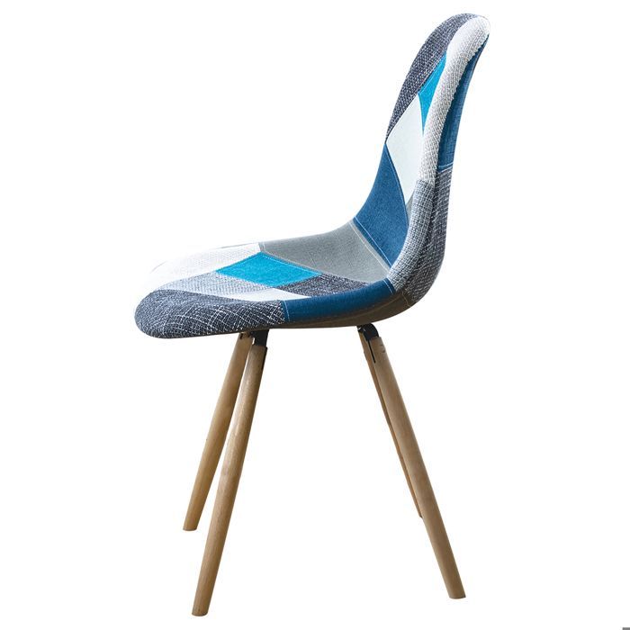 Stockholm chair by Odri, Scandinavian style, blue patchwork color