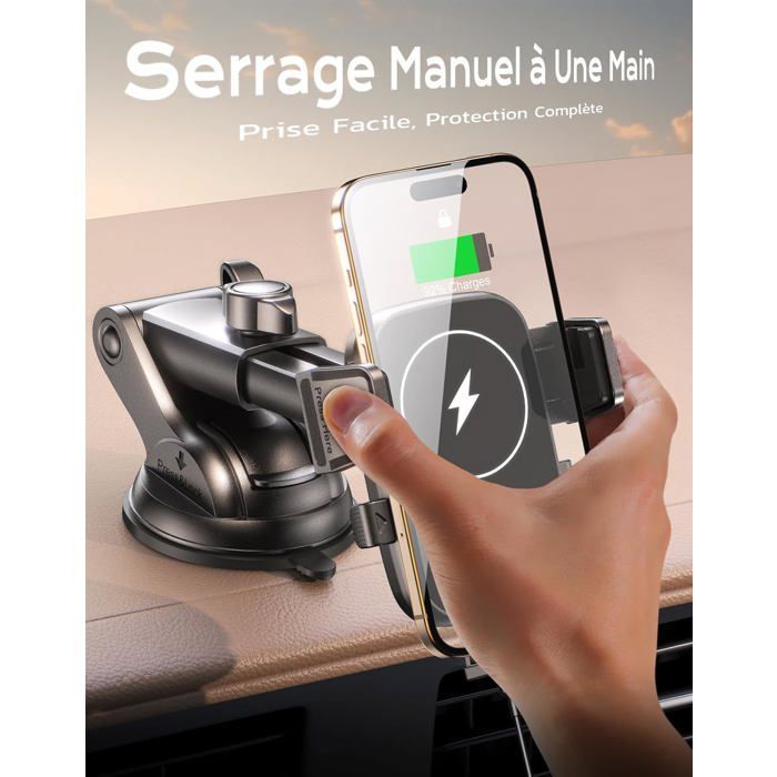 Soporte para teléfono de coche con inducción, cargador de coche de inducción de carga rápida de 15 W, potente ventosa y rotación de 360°, carga [CY184]
