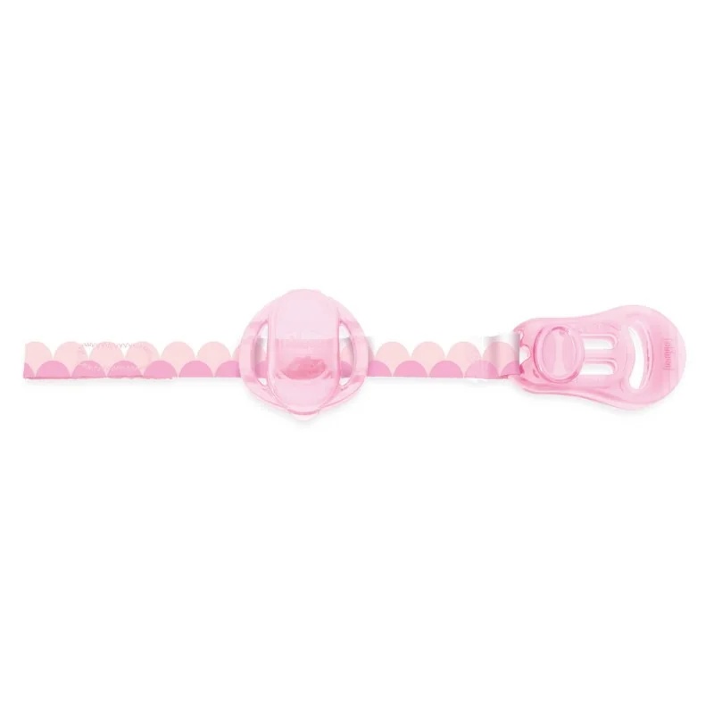 Chicco rosa Schnullerclip mit Saugerüberzug