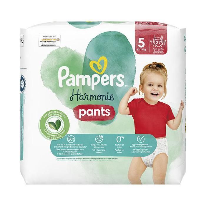 Pampers Harmonie Pants Taille 5 27 Couches-Culottes 12kg - 17kg Protection Douce Pour La Peau