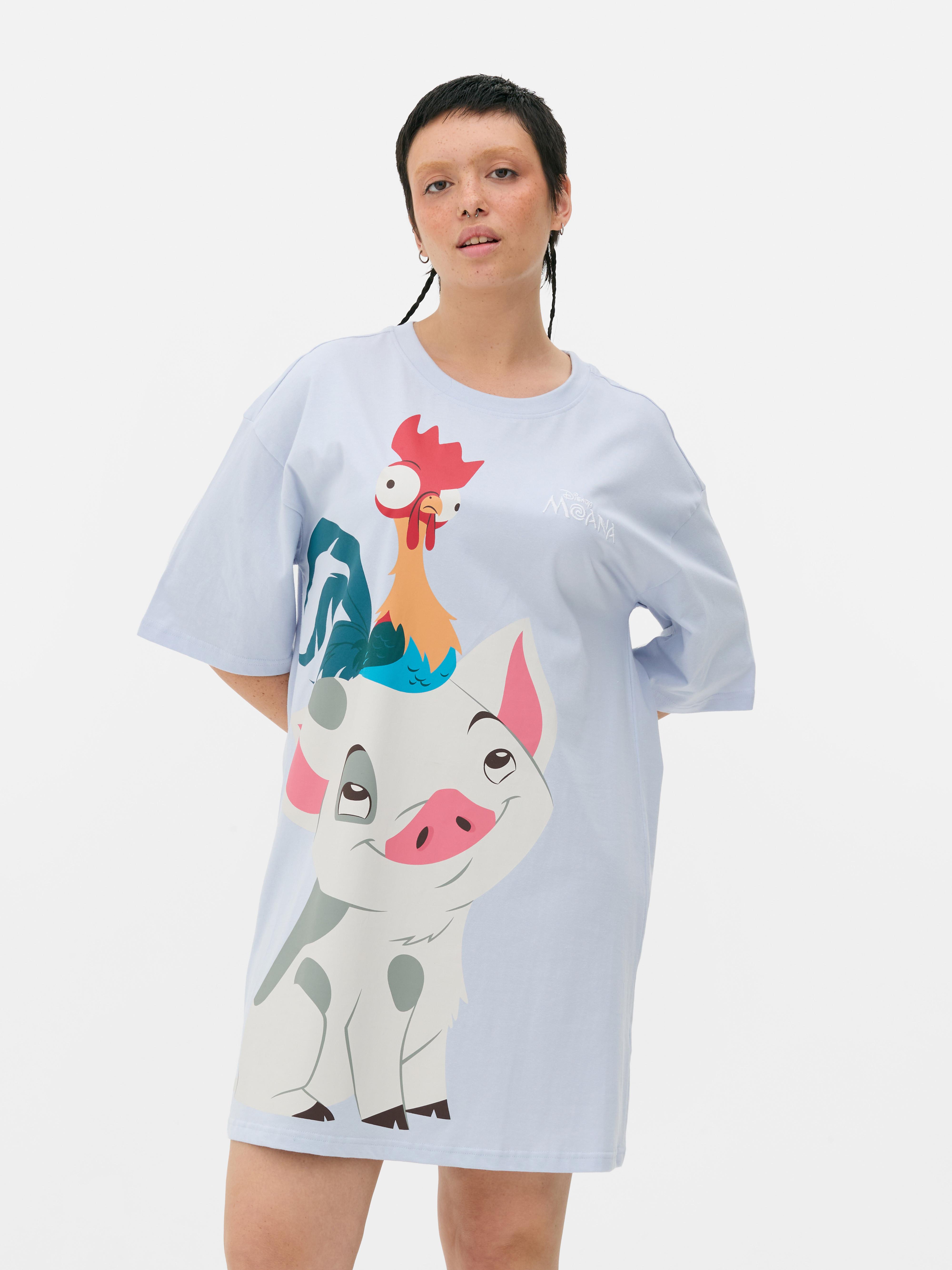 Tricou de somn Disney Moana Un tricou de somn cu mâneci scurte, umeri căzuți și personaje Disney Moana