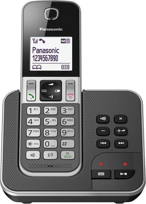 Panasonic KX-TGD320FRB - Téléphone sans fil avec répondeur, écran LCD, blocage d'appels et mode éco