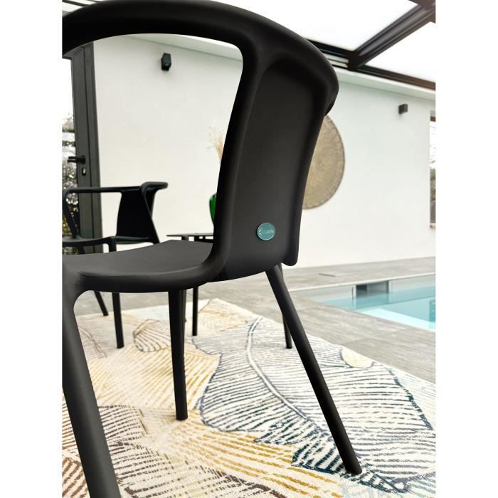 Set of 2 garden chairs - CITY GARDEN - DIEGO-FT - Anthracite Grey - Stackable