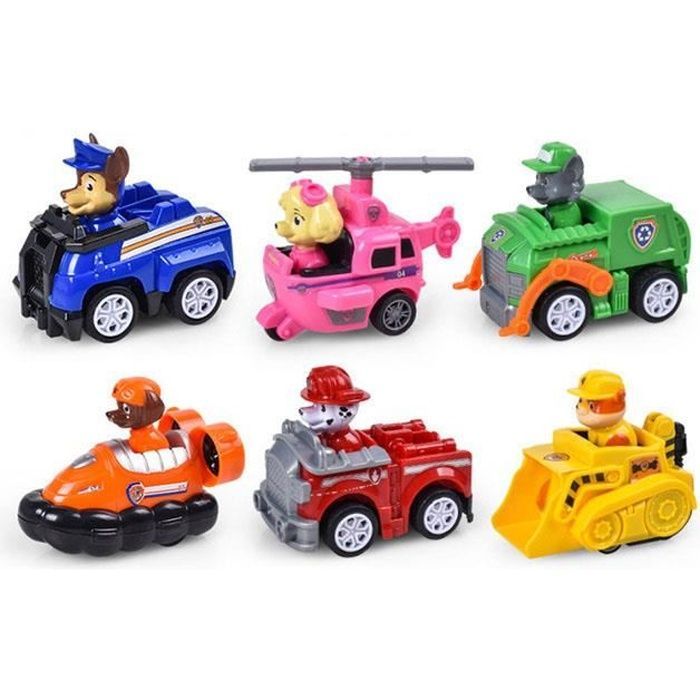 Figura de Paw Patrol con 6 coches, perros de Paw Patrol, Paw Chase, Capitán Puppy, vehículos de juguete para niños.