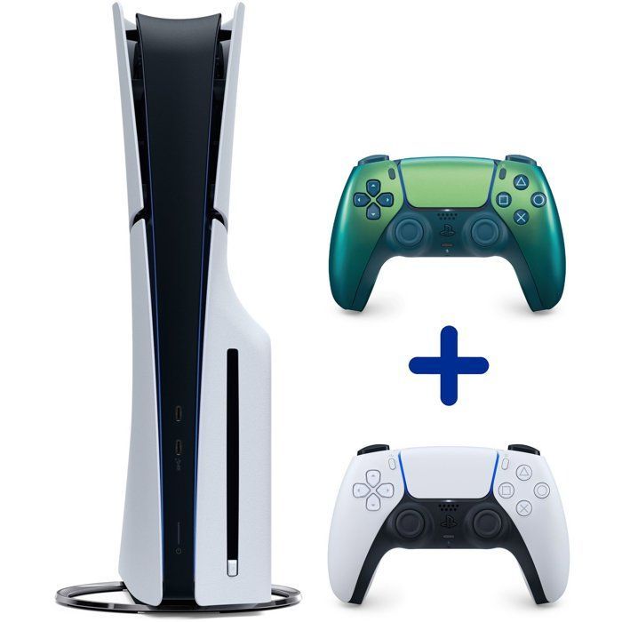 PS5 Standaardbundel (met cd-station): PlayStation 5-console (Slim-model) + 2e DualSense Chroma Teal-controller