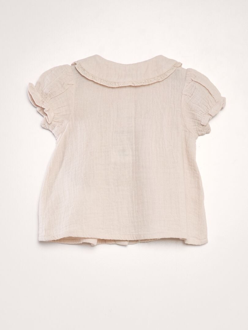 Blouse van dubbel katoenen gaas - ROZE