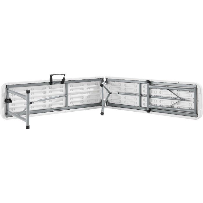 Banco de recepción plegable - TERRANOVA - Blanco - Estructura de acero y asiento de polietileno HDPE - 4 personas - 180 x 28 x 43 cm