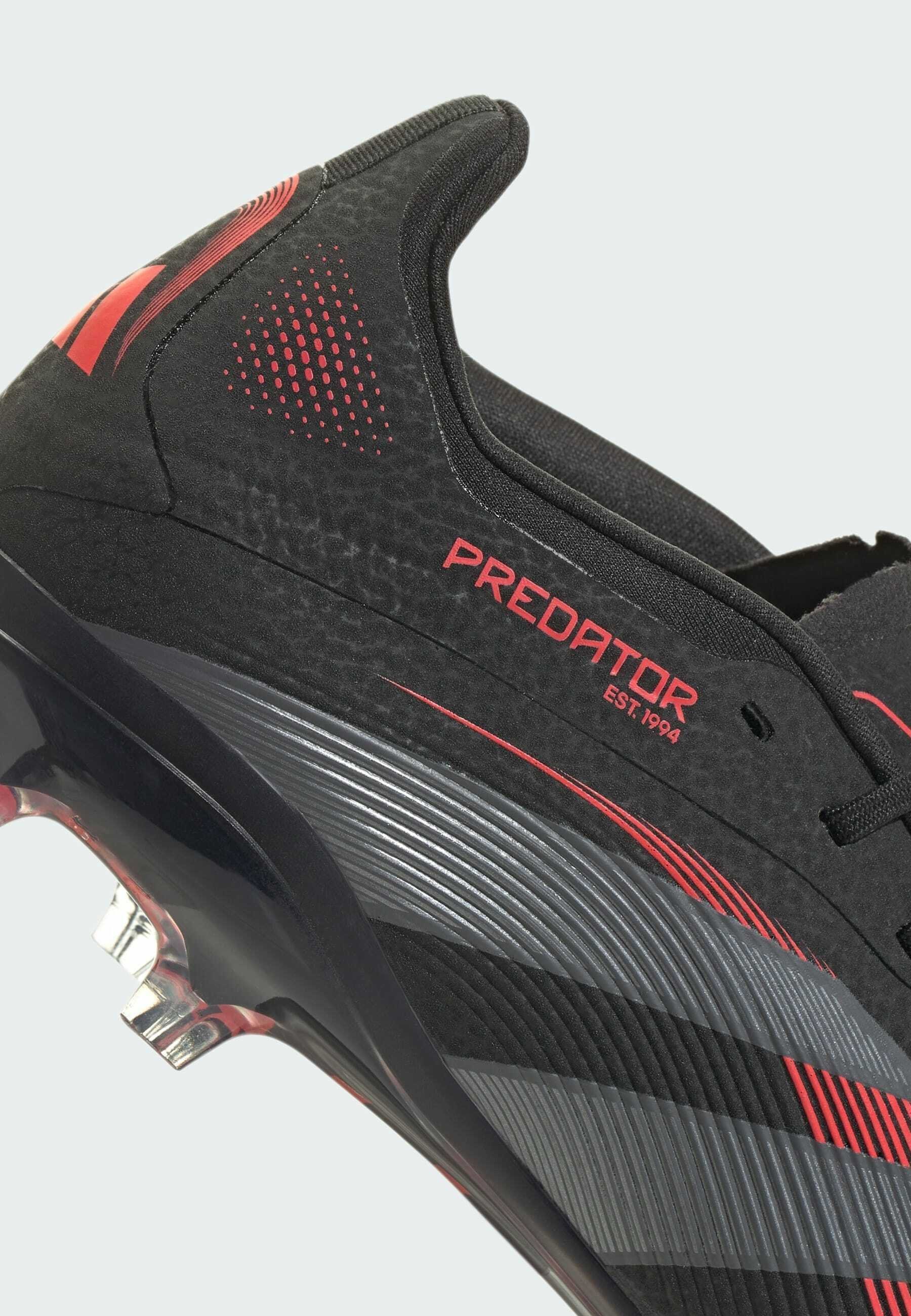 adidas Performance PREDATOR ELITE FIRM GROUND KIDS - Chaussures de football pour terrain ferme - Noir, gris et rouge vif