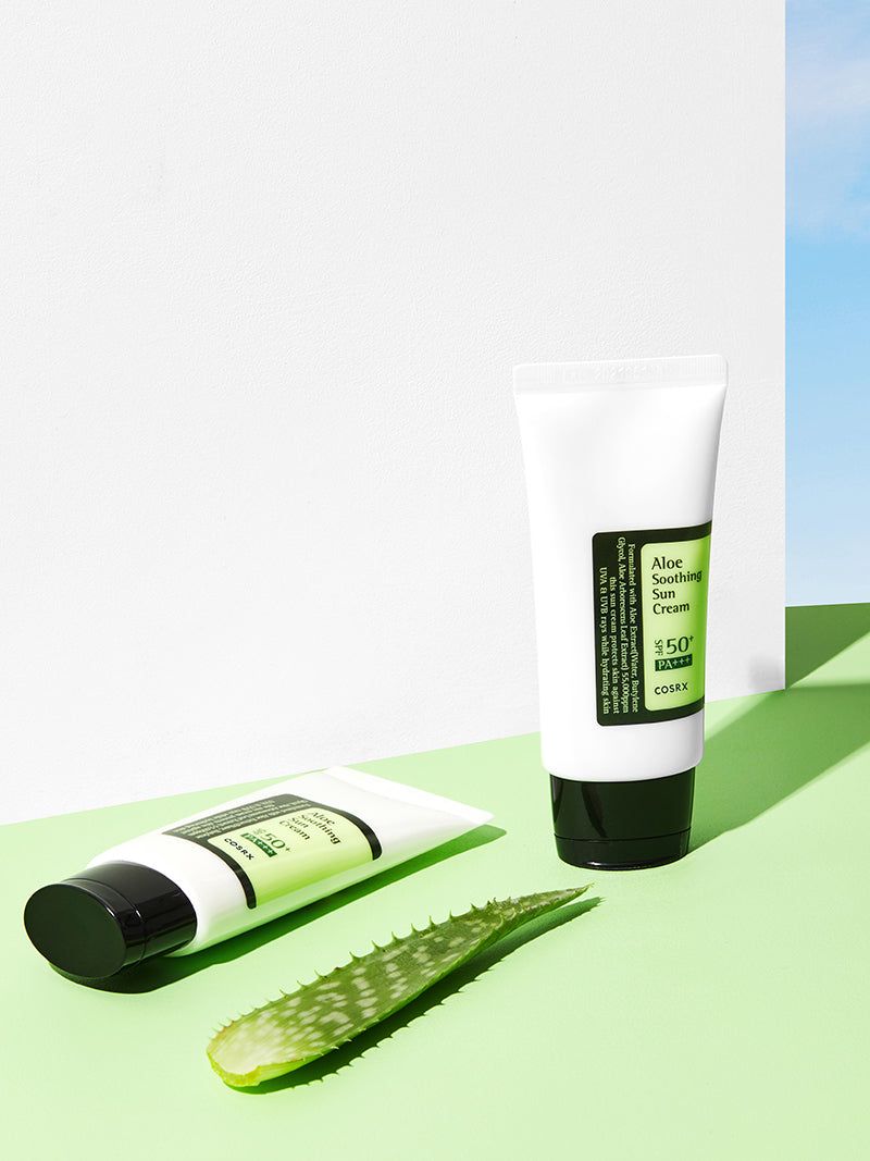 Умирујућа крема за сунчање са алое вера SPF50 Заштита лица