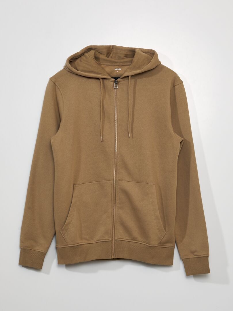 Trui met rits van fleece - BEIGE