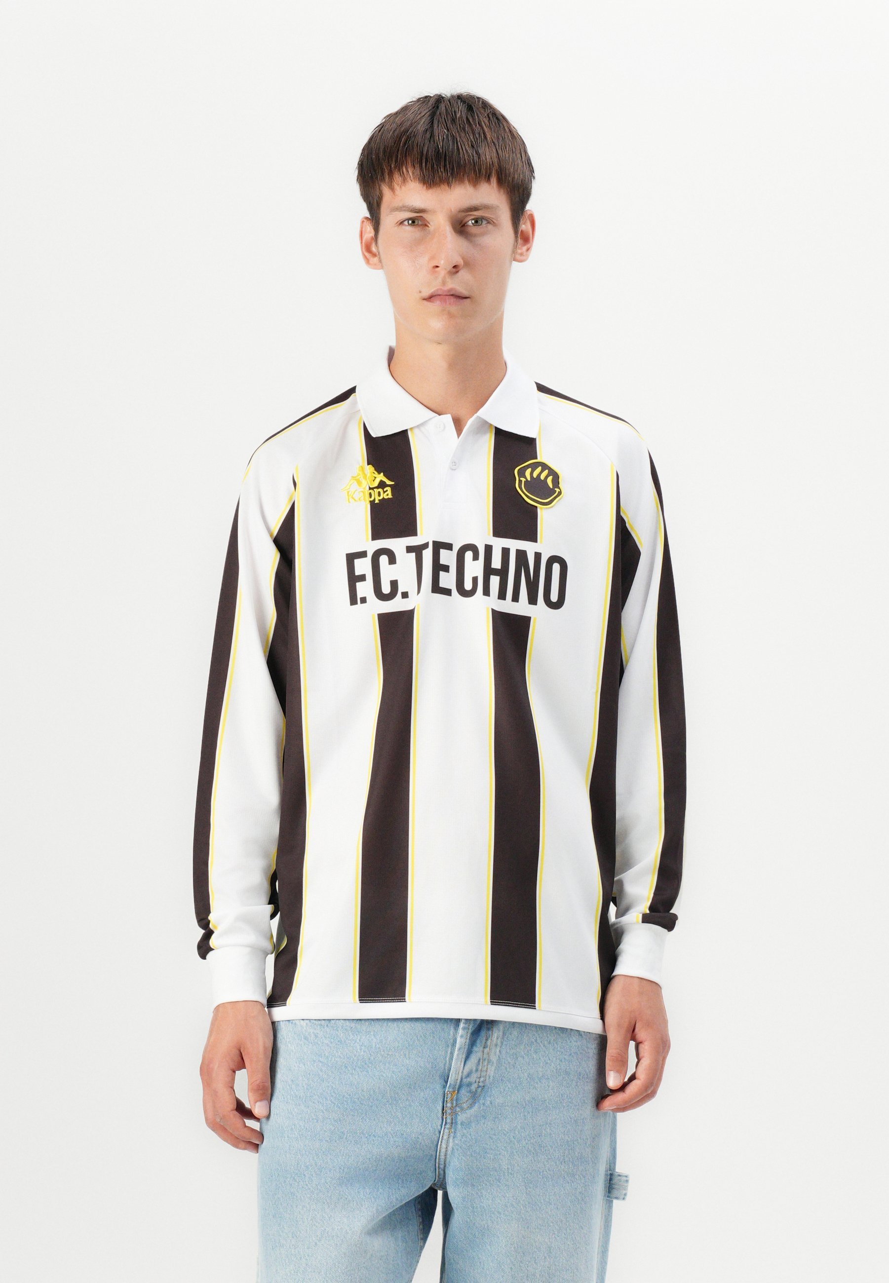 Kappa RETRO TECHNO AUTHENTIC TIMEUS JERSEY UNISEX - Top met lange mouwen - wit/bruin/geel