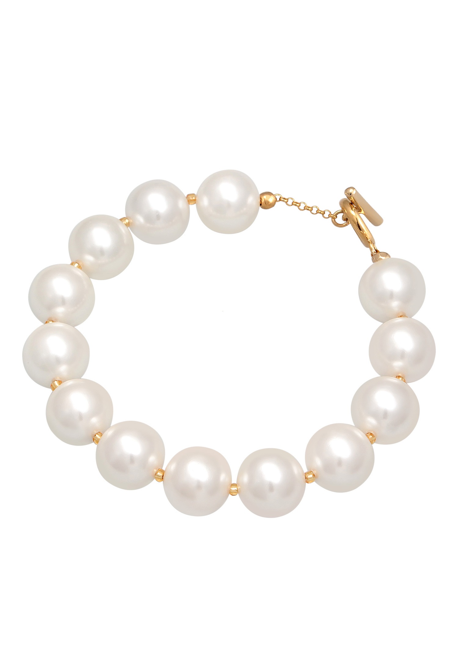 Elli Femmes Tendance classique T-Bone avec perles de coquillage en argent sterling 925 plaqué or