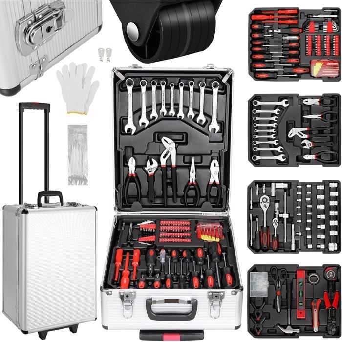 Boîte à Outils 799 pièces Caisse à Outils avec Malletteet Roulettes, Kit d'Outils Outillage à main Bricolage Ensemble d'Outils