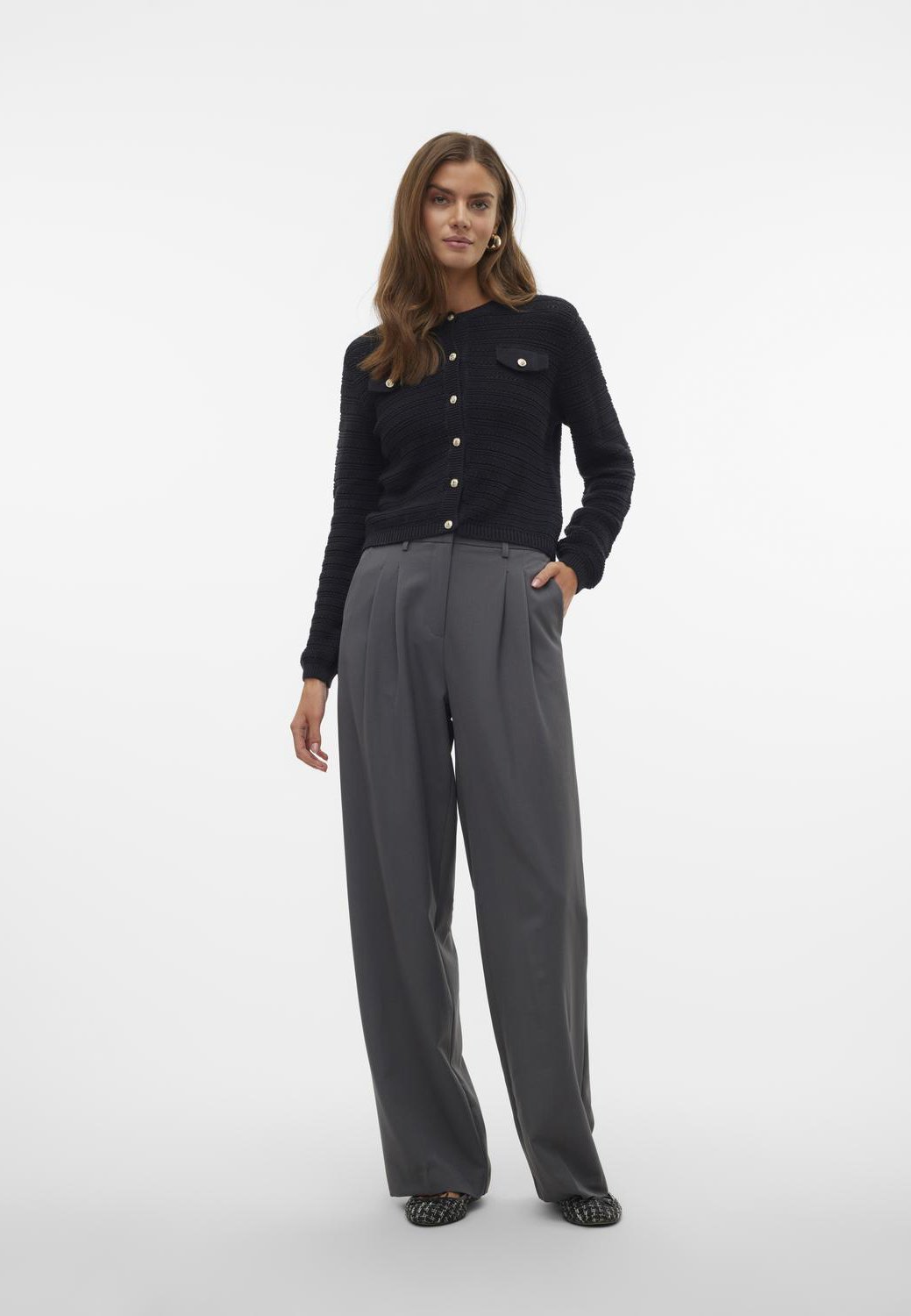 Vero Moda VMVIOLETTA BUTTON - Strickjacke - schwarz