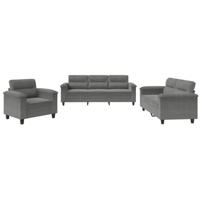 Ensemble de canapés en microfibre - vidaXL - 3 pièces - Gris foncé - Tissu microfibre - Dimensions fauteuil: 90x77x80 cm