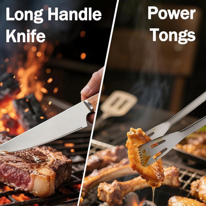 Juego de 20 piezas de cubiertos de alta calidad para barbacoa, estuche de acero inoxidable, accesorios para barbacoa