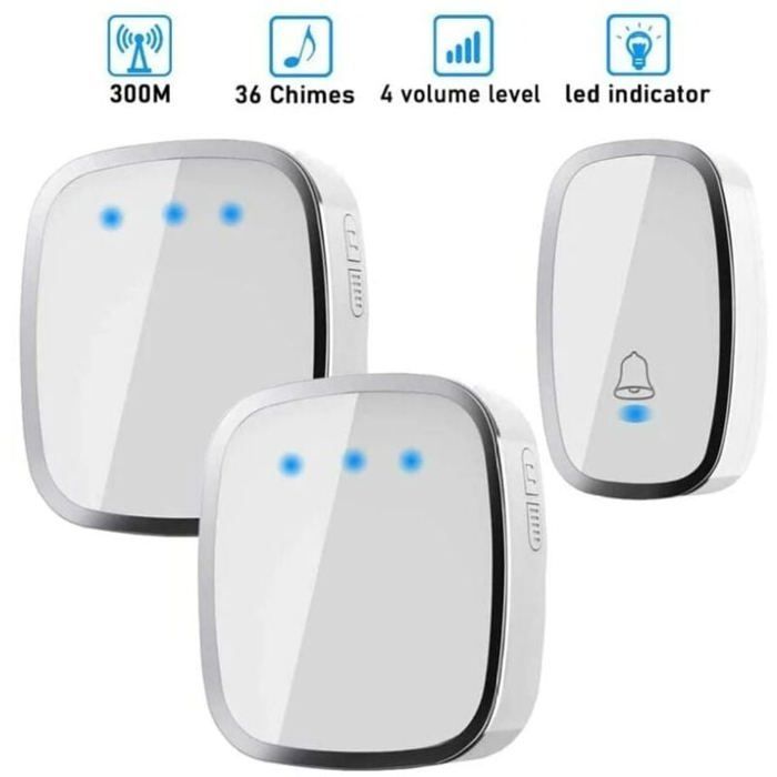 Doorbell and Chime - PZCC - Wireless - 300 Meter Range - 36 Melodies - Adjustable Volume