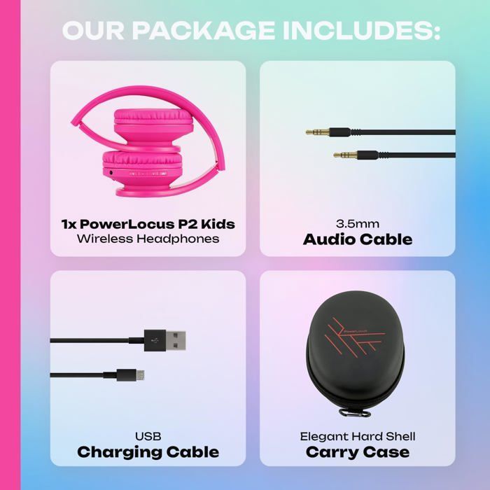 Kinderkoptelefoon - PowerLocus - P2 - Opvouwbaar - Bluetooth - Roze