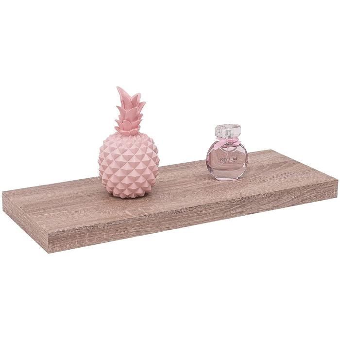 EUGAD Juego de 4 estantes de pared de madera, estantes colgantes, 60x22,9x3,8cm, roble amarillo