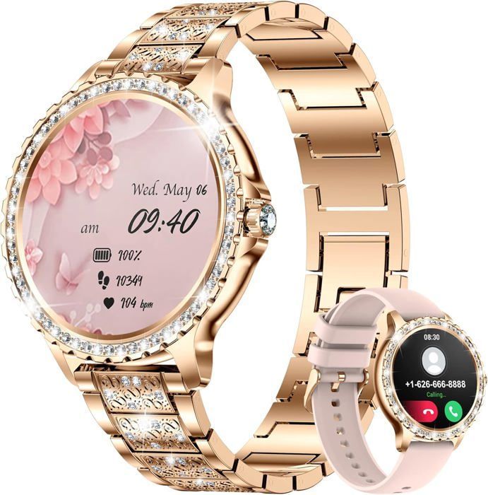 Smartwatch Bluetooth da donna con chiamate, compatibile con Android e iOS, tracker di attività sportiva e fitness, schermo HD da 1,32