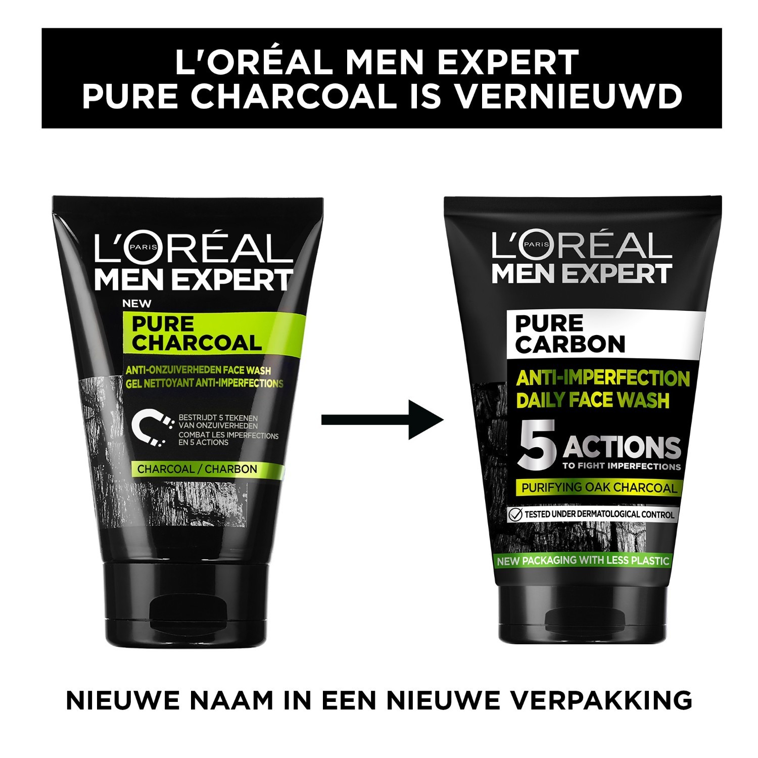 Pleťový gél L'Oréal Men Expert, čistiaci gél na tvár L'Oréal Paris Men Expert Pure Carbon - 100 ml