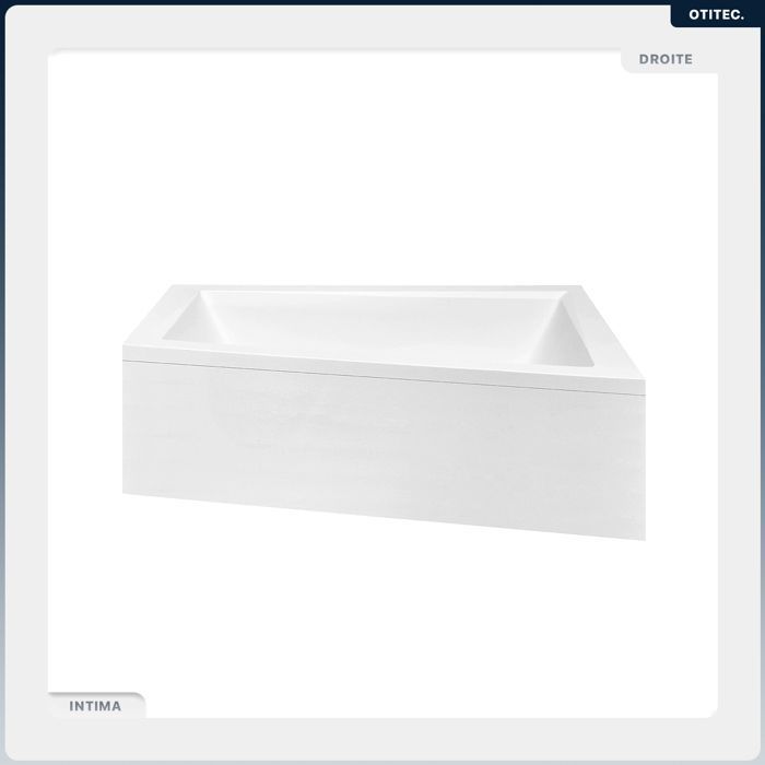 Baignoire asymétrique droite - OTITEC - INTIMA - 160x90 cm - Vidage automatique - Acrylique blanc