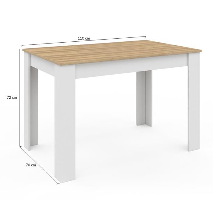 Mesa de comedor rectangular fija - IDMARKET - ROZY - Madera y blanco - 4 personas - 110 cm