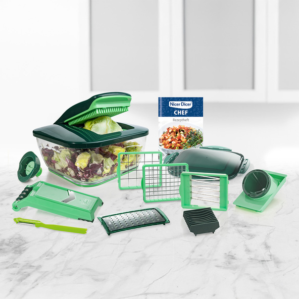 Vegetable slicer Chef, green, 16-piece set.