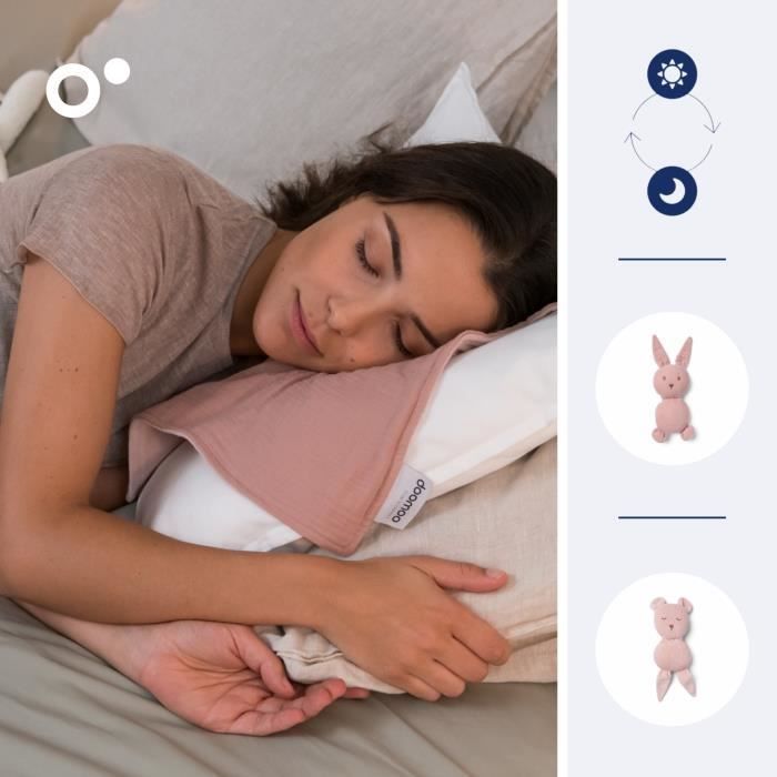 Peluche para bebé doomoo You&Me - Reversible y relajante - Incluye 2 cuerpos para conservar el aroma de los padres, color rosa
