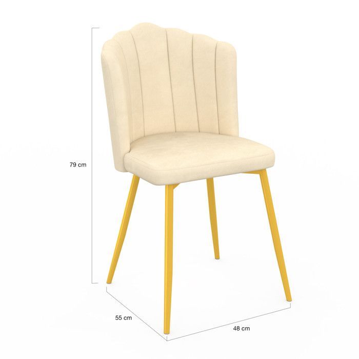 IDMARKET Lot de 2 chaises de salle à manger ADELLA en velours beige