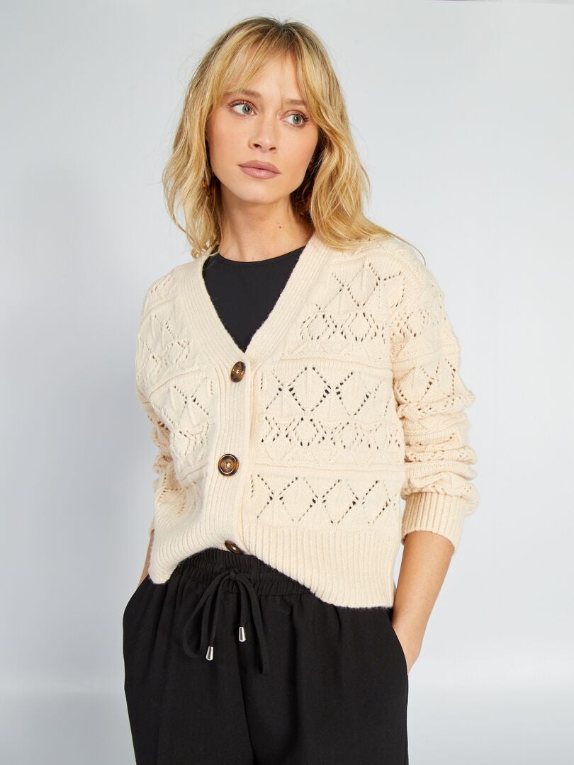 Dik gebreid vest - WIT