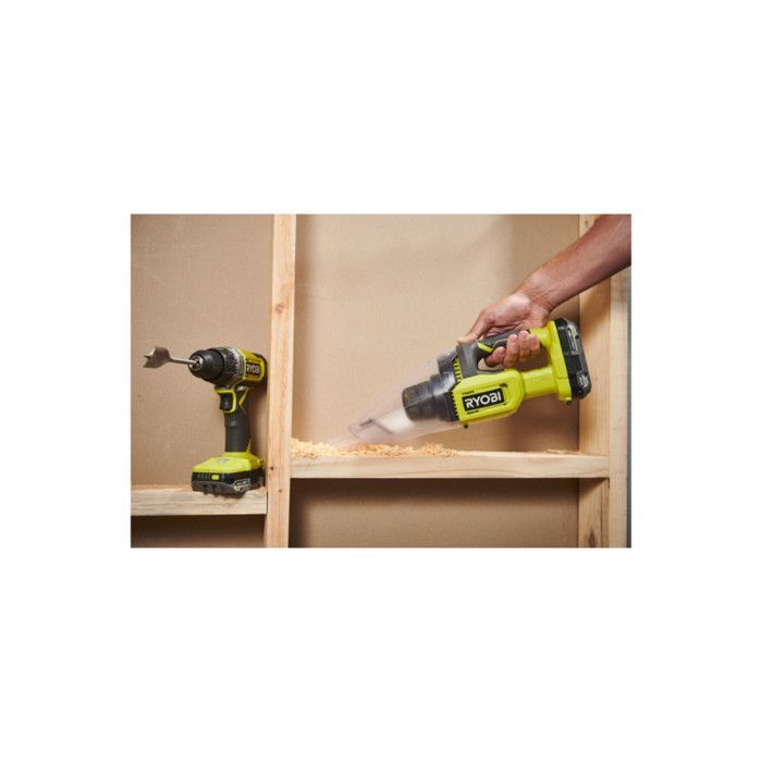 Kit RYOBI - Aspirador de Pó Portátil RHV18-0 - 18V One+ - 600ml - Bateria e Carregador Não Inclusos - Kit com 4 Acessórios para Aspirador de Pó - RAK04FC