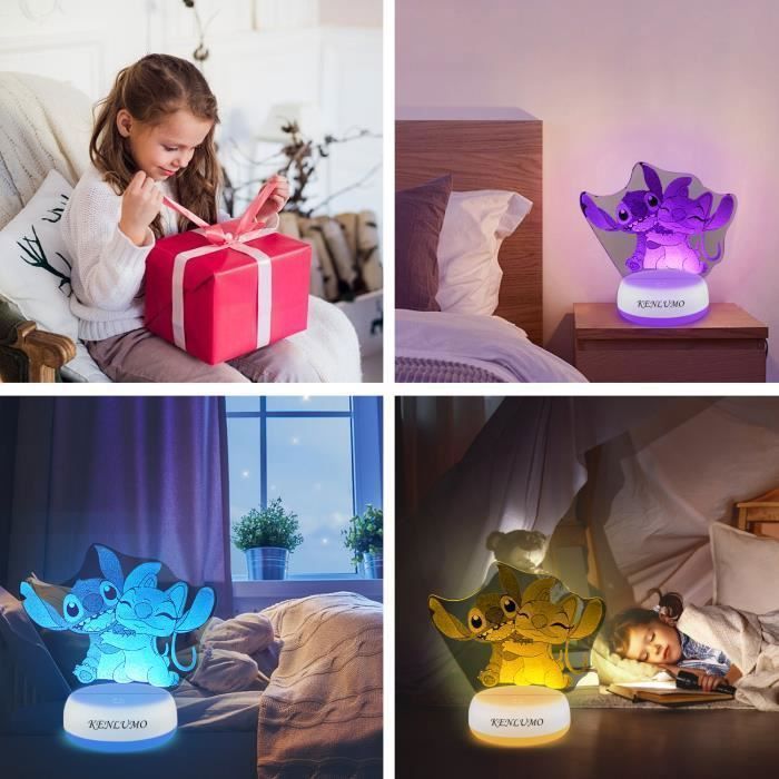 KENLUMO Christmas Gift for Girls, Stitch Night Light, LED Bedside Lamp with Remote Control, Touch to Change Color