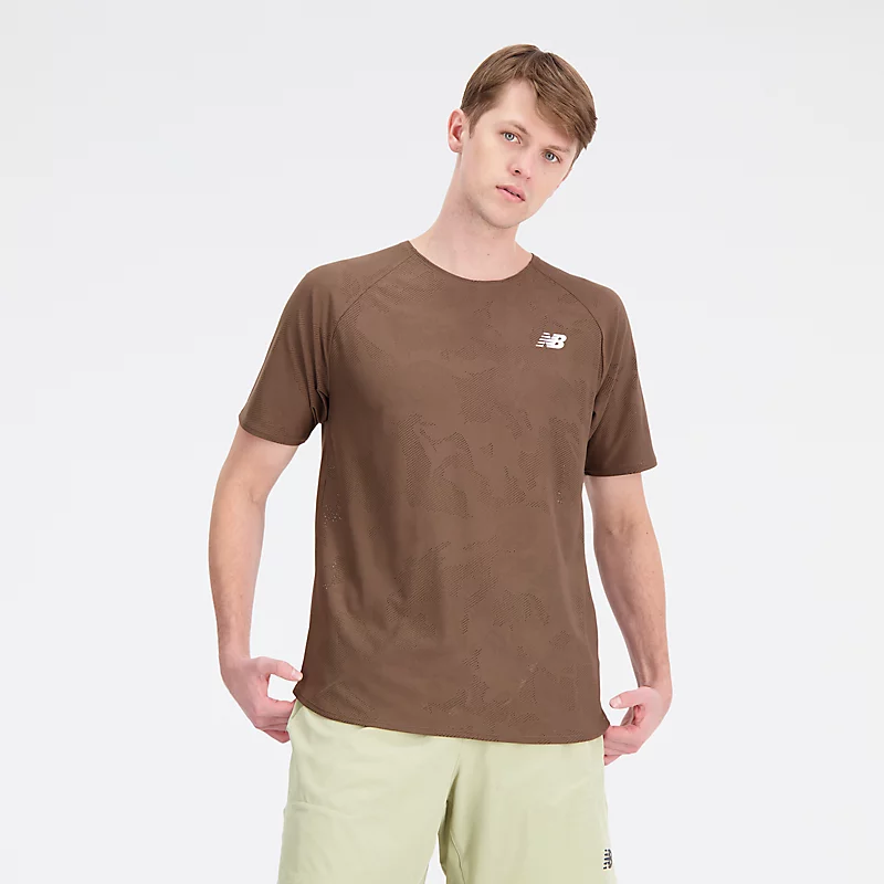 Koszulka męska Q Speed Jacquard z krótkim rękawem - DARK MUSHROOM