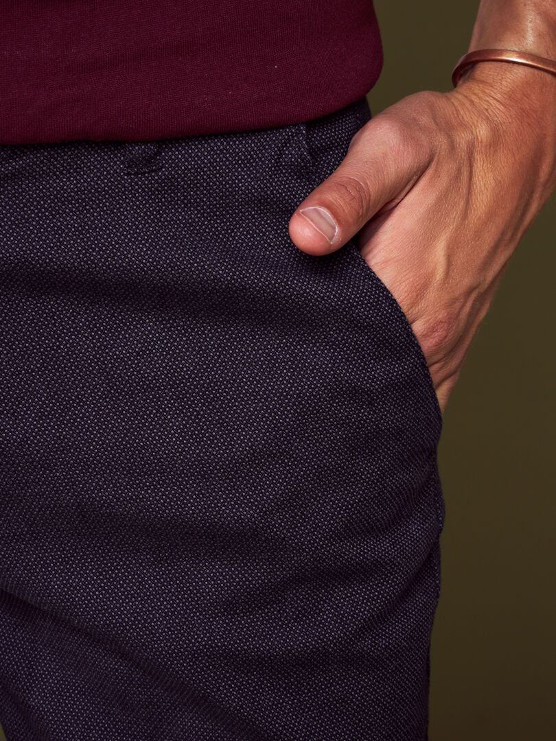Spodnie żakardowe slim-fit - czarne