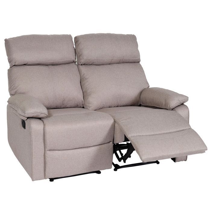 Fauteuil cinéma 2 places HWC-L93, Fauteuil relax Téléviseur Canapé, accoudoir fonction couchage Nosagfederung tissu/text