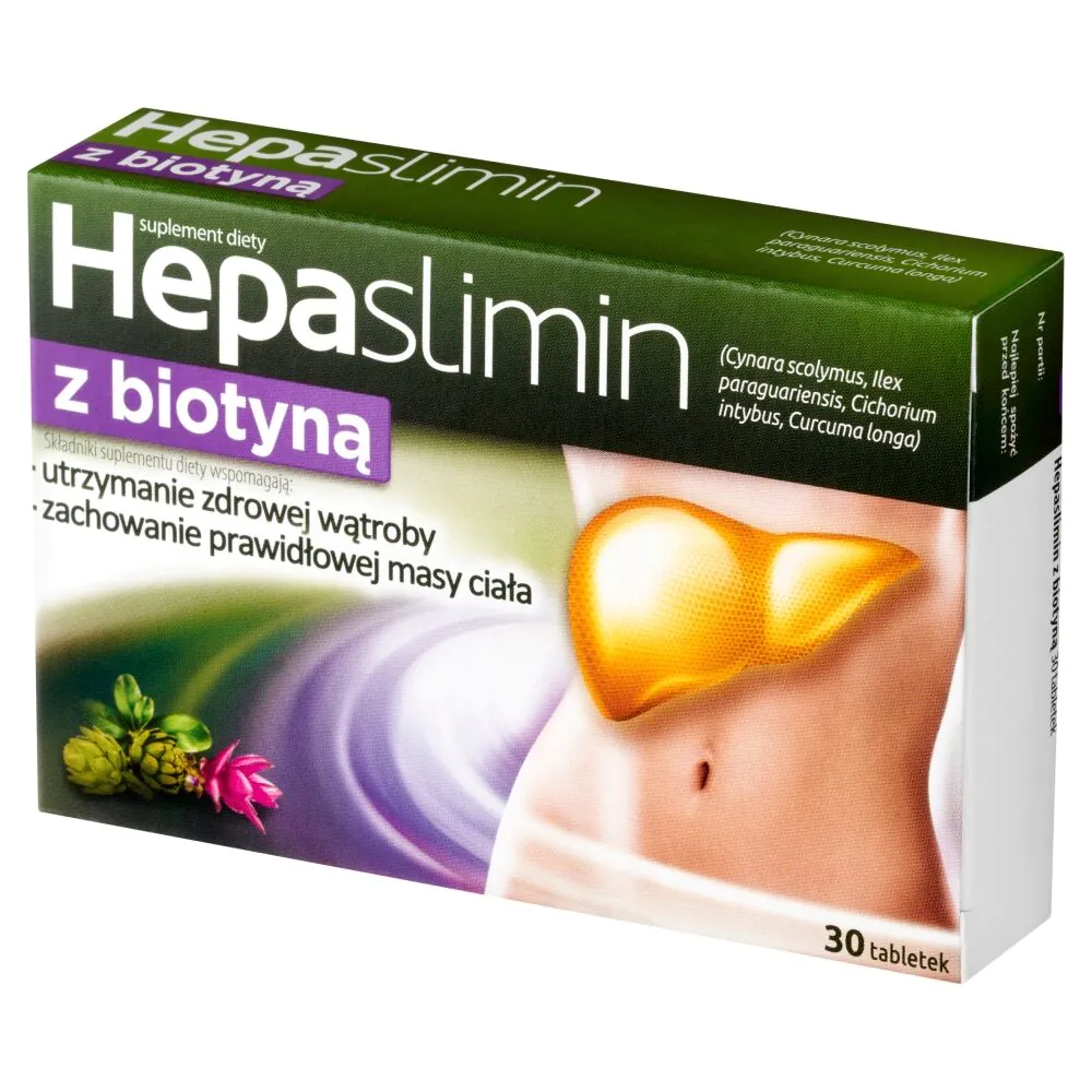 Hepaslimin z Biotyną, Preparat wspomagający pracę wątroby, Tabletki