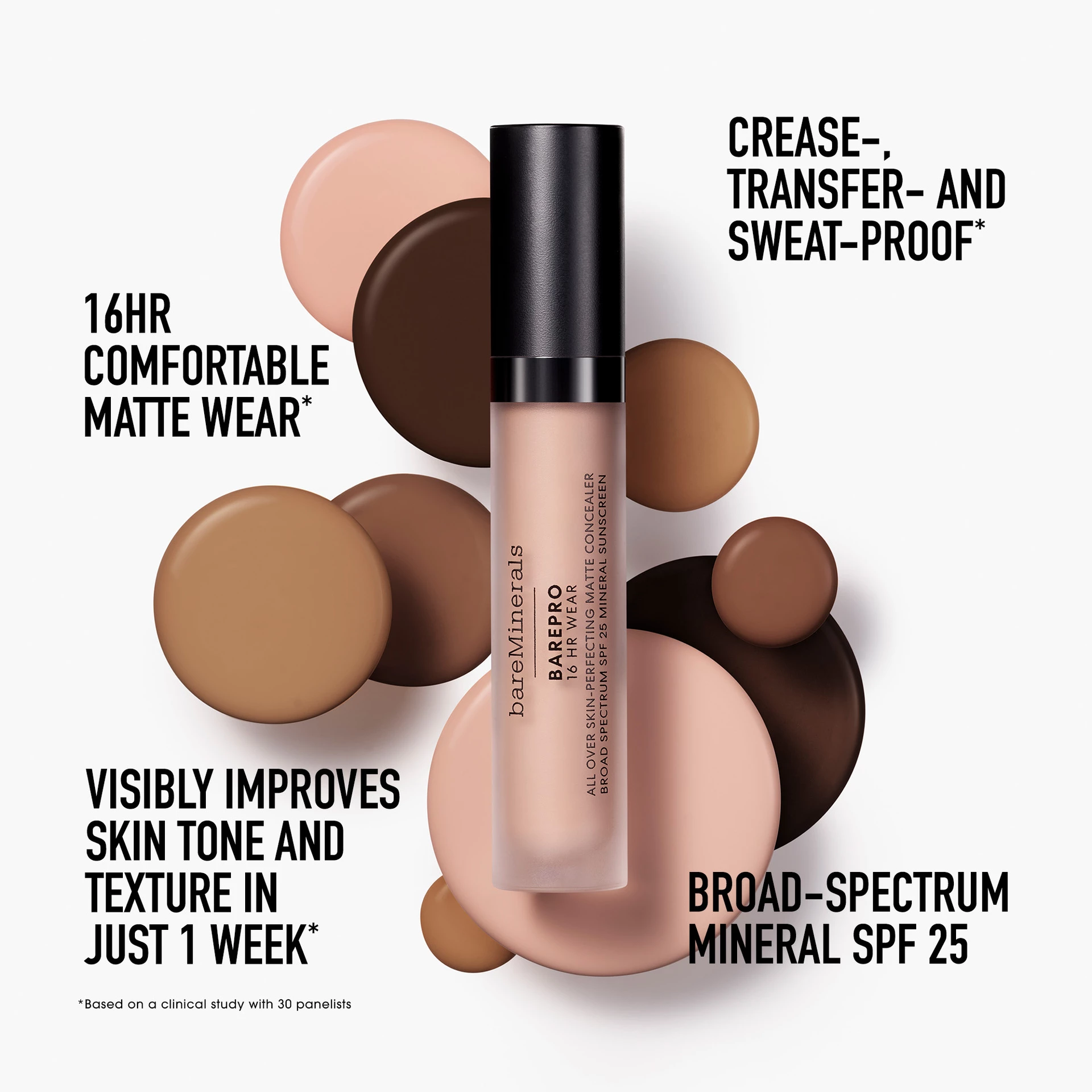 Corector mat Barepro 16HR Wear, perfect pentru ten, nuanță deschisă 255 Neutru - bareMinerals