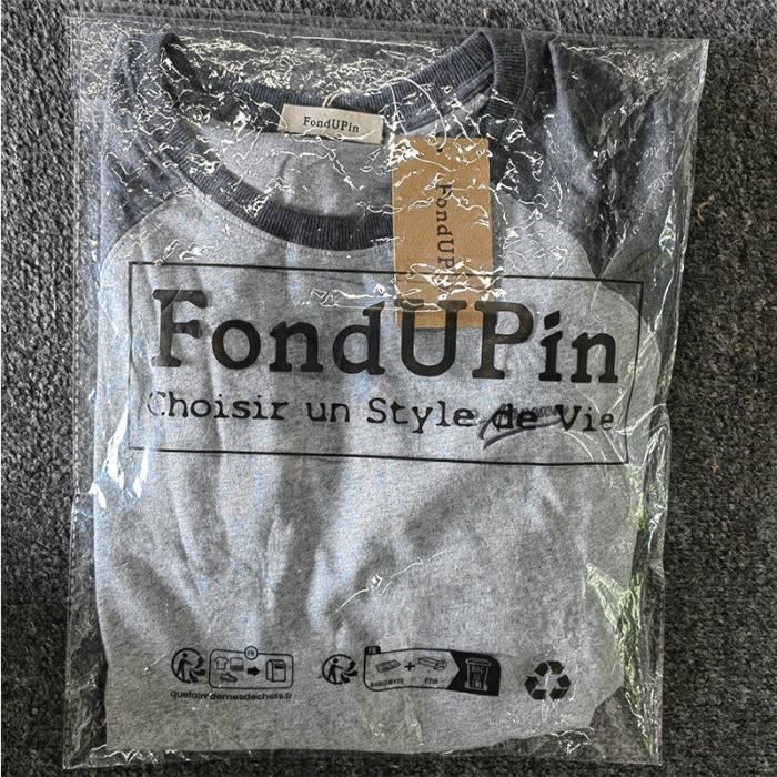 Camiseta de hombre - FONDUPIN - Manga larga - Gris - Corte ajustado