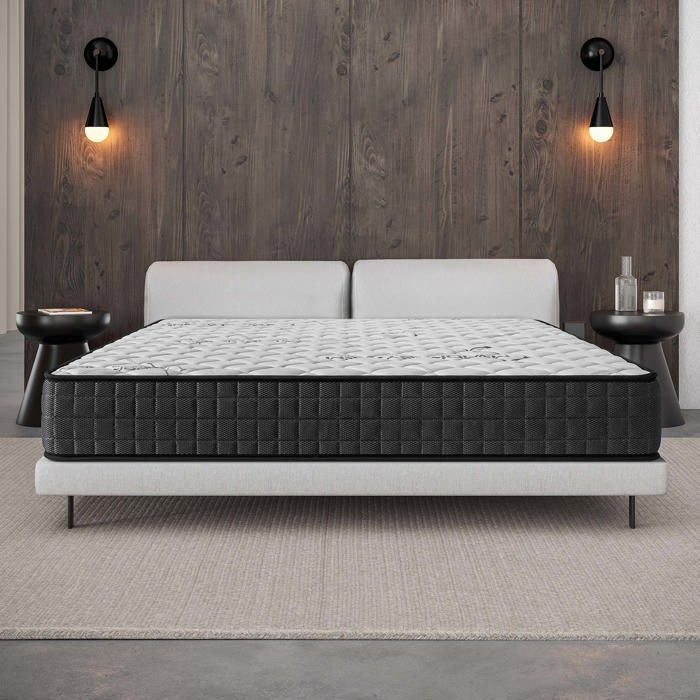 Colchón GAMMA 140x190 cm - 24 cm - Espuma viscoelástica - 7 zonas HR de 35 kg/m³ y AERO-LATEX - Ergonómico - Laterales para verano/invierno - Firme