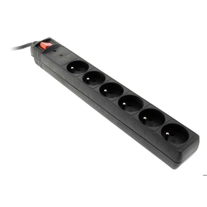 Bloque protector contra sobretensiones de 6x16A + interruptor 3G1.5mm² de 1,4m - Zenitech