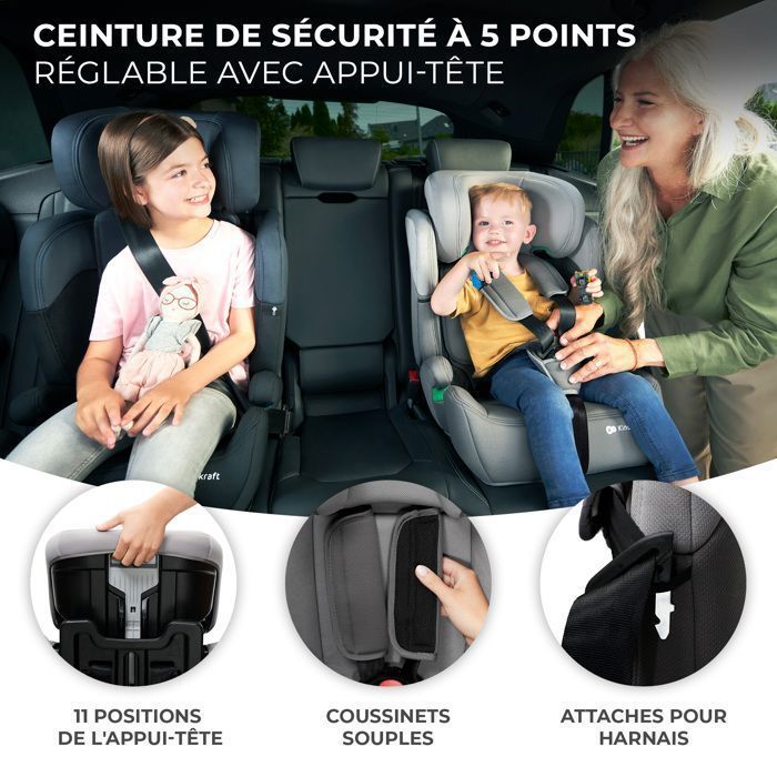 Seggiolino auto Kinderkraft COMFORT UP I-SIZE, 76–150 cm, da 15 mesi a 12 anni, poggiatesta regolabile, facile installazione, rosa