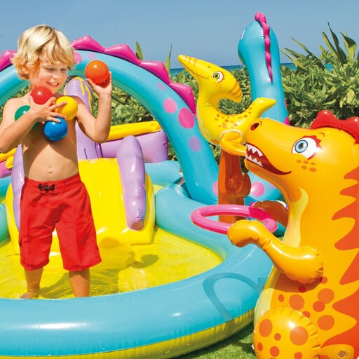 Intex Uppblåsbar Dinosaurielekplats 302x229x112 cm - 280 L