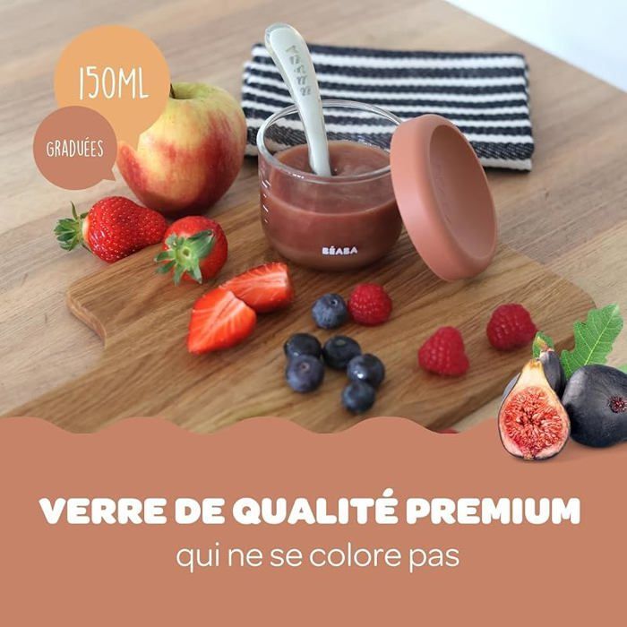 , Coffret 6 Portions Verre Conservation Repas Bébé/Verre Résistant, 100% Hermétique, Résiste Chaleur Froid,  BOCAUX DE CONSERVATION