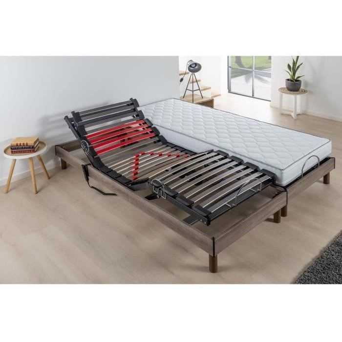 Conjunto de colchón y base de cama eléctricos ajustables COMFORT - 2 x 80 x 200 cm - Colchón de espuma - DEKO DREAM Samba